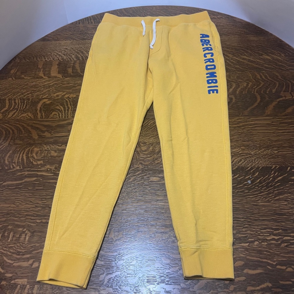 Abercrombie & Fitch Sweatpants Mens Large Yellow Logo Graphic Joggers